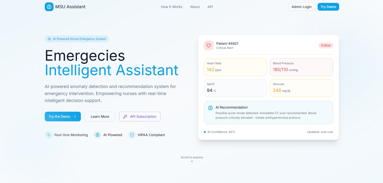 Emergency patient dashboard