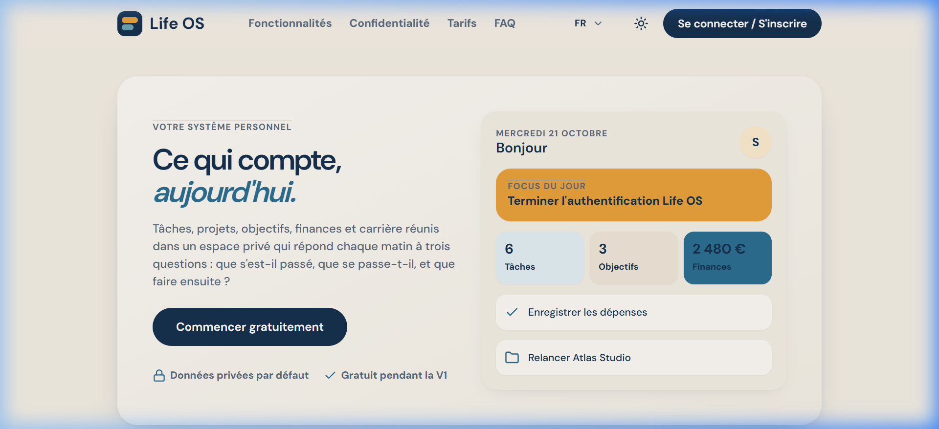 Life OS dashboard
