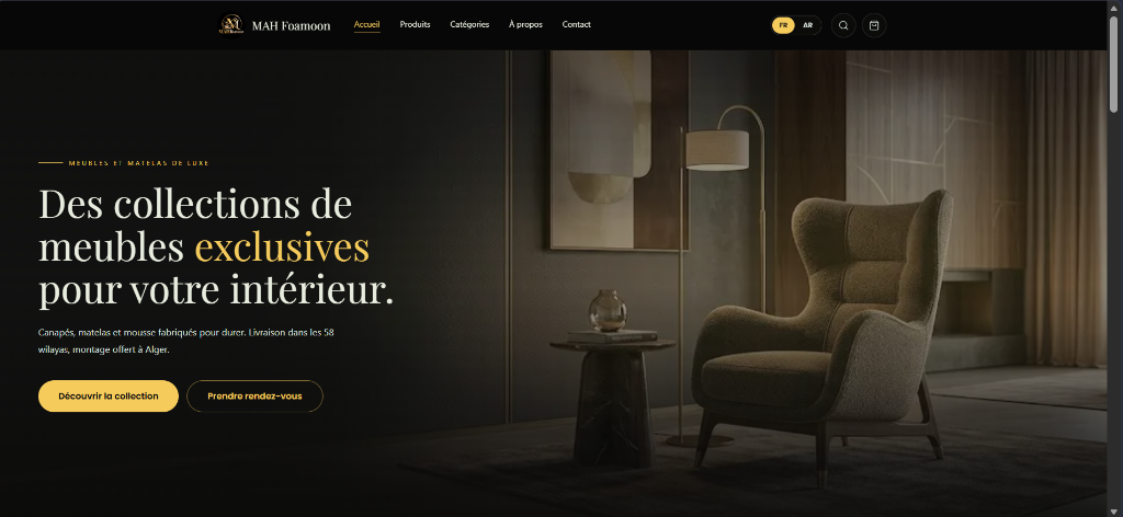 MAH Foamoon luxury furniture homepage