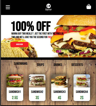 Dinner Resto menu page